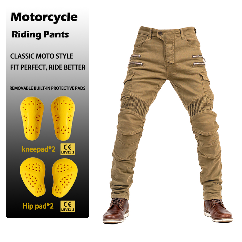 Motorcycle Gear Jeans - Slim Fit Jeans mit Reißverschluss für