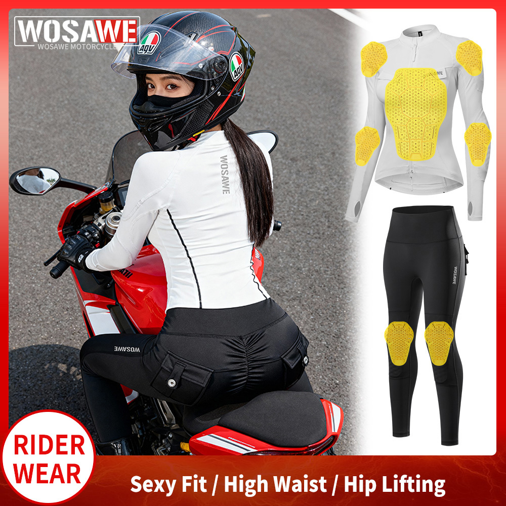 Motorcycle Gear Full Set - WOSAWE Damen Motorradjacke und Hosen-Set mit