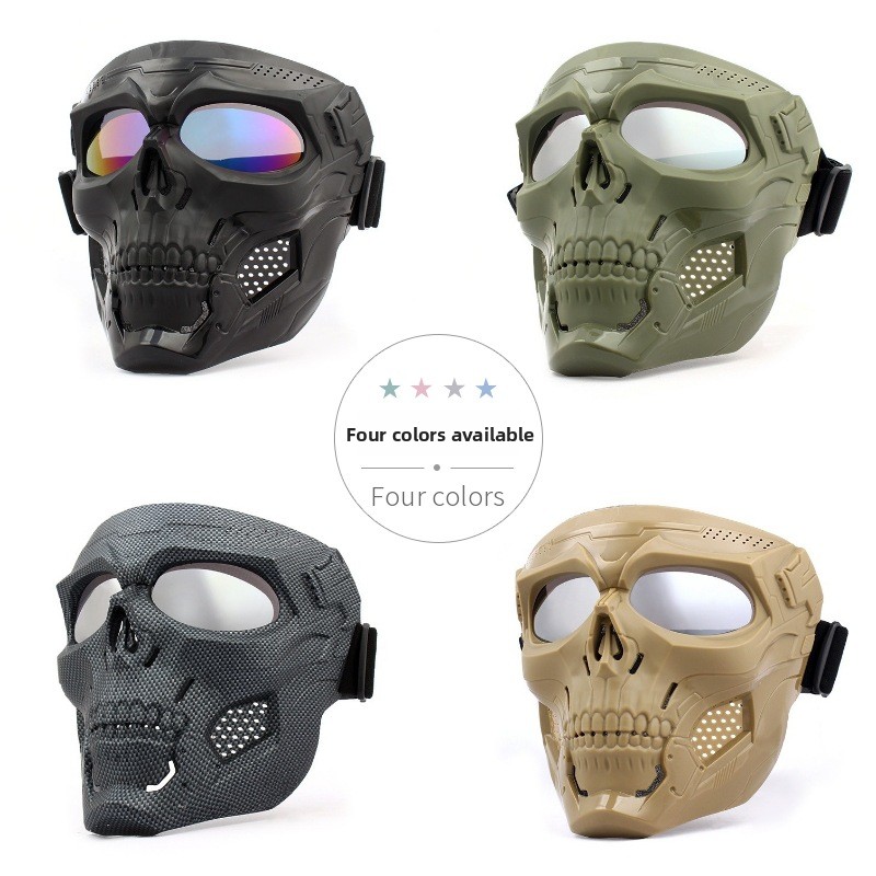 Motorcycle Gear Full Set - Totenkopf-Motorrad-Vollgesichtsmaske Winddichte Schutzmaske mit Schutzbrille Offroad