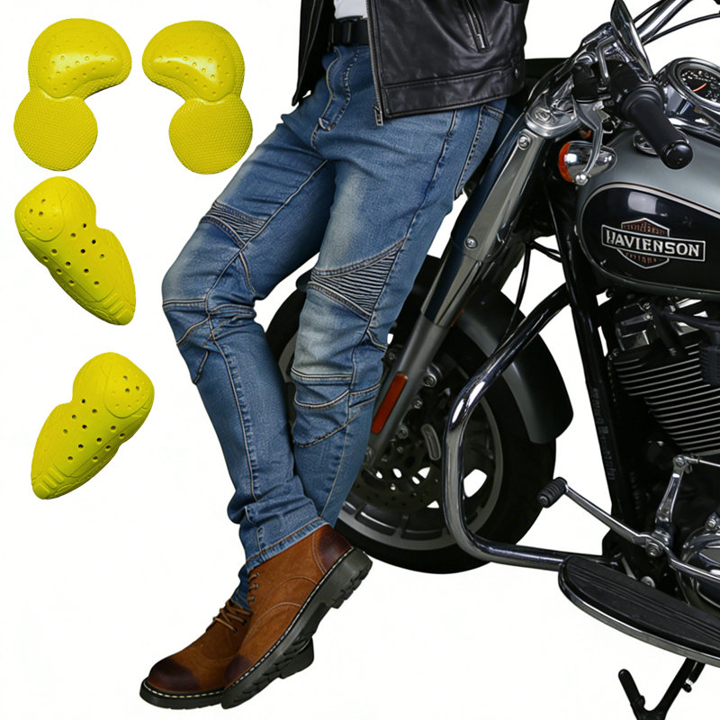 Motorcycle Gear Jeans - Herren Motorrad-Jeans Blaue Dirt-Bike-Hose Offroad-Fahrhose Verschleißfeste